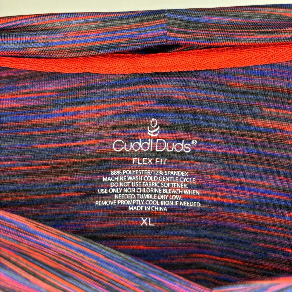 CUDDL DUDS Flex Fit Long Sleeve V-Neck Striped Tunic Womens XL Purple Red Blue - Picture 8 of 8